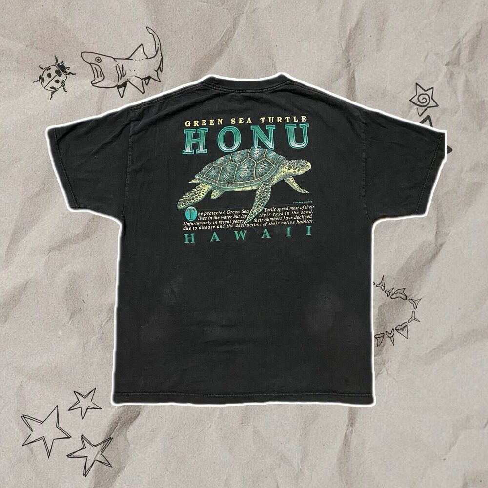 Honu Turtle Hawaii Hawaiian Tee Black - Size L